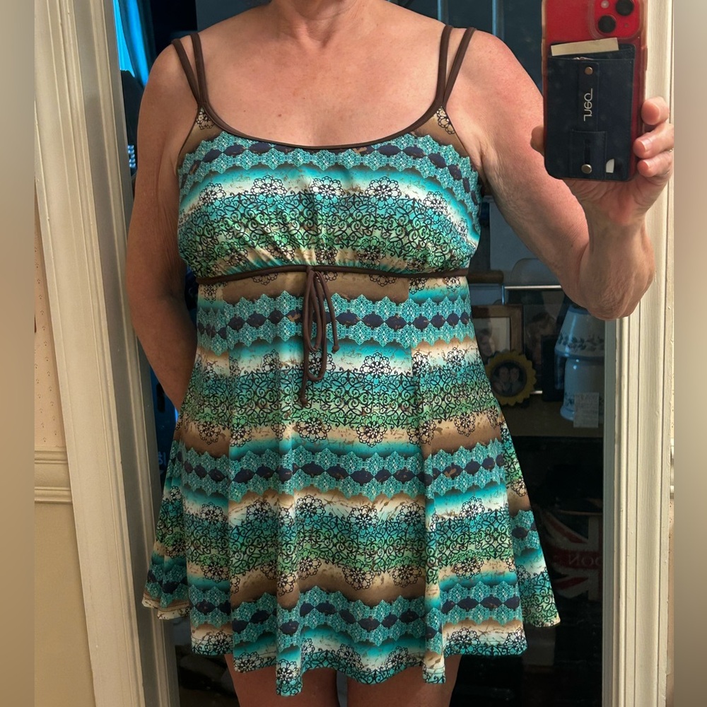 Swim Dress Top 16w by A. Shore Fit. I ‘married’ it to a 14 H&M brown swim panty